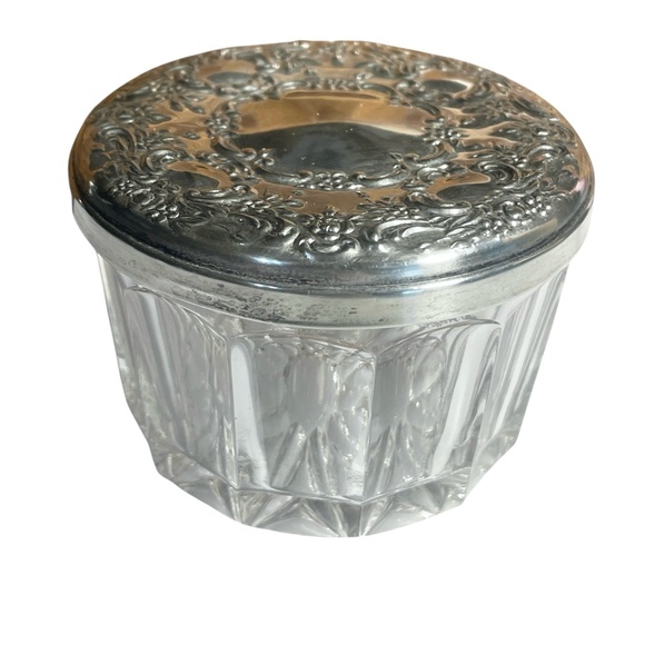 Vintage Towle Sterling Silver Glass Trinket Powder Vanity Jar Mirror Inside Lid - Picture 14 of 16